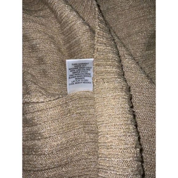 Sugar Moon Rib-Knit Hoodie Sweater Dress Women's Size Medium Khaki Tan Brown - Picture 8 of 8